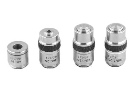 4X 10X die 1600X de Objectieve Kleur van Chrome van de Lens Biologische Microscoop aftasten